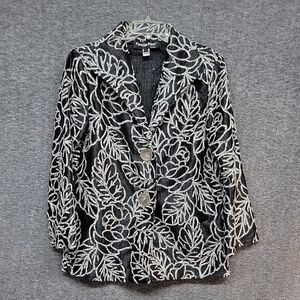 Vintage Painted Pony Jacket Womens Size Large Black With Gray  Floral USA